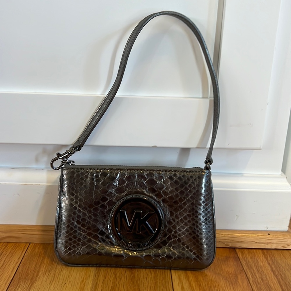 Michael Kors Dark Gray Purse/Wristlet Combo